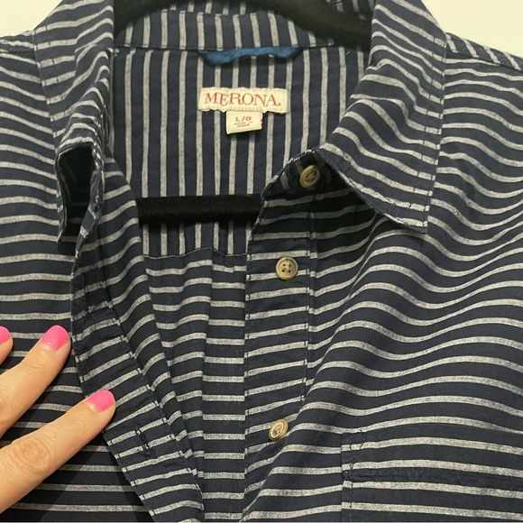 Nautical White and Blue Striped Blouse, Large - Picture 2 of 8